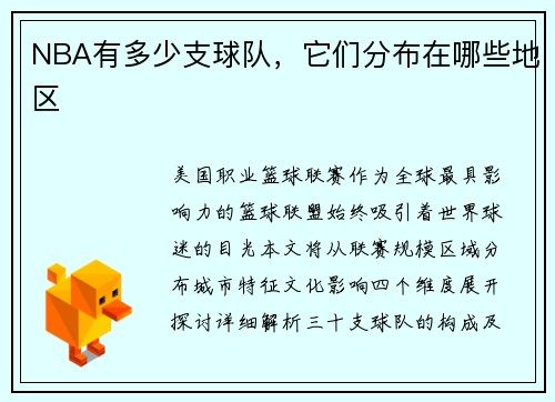 NBA有多少支球队，它们分布在哪些地区